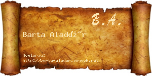 Barta Aladár névjegykártya